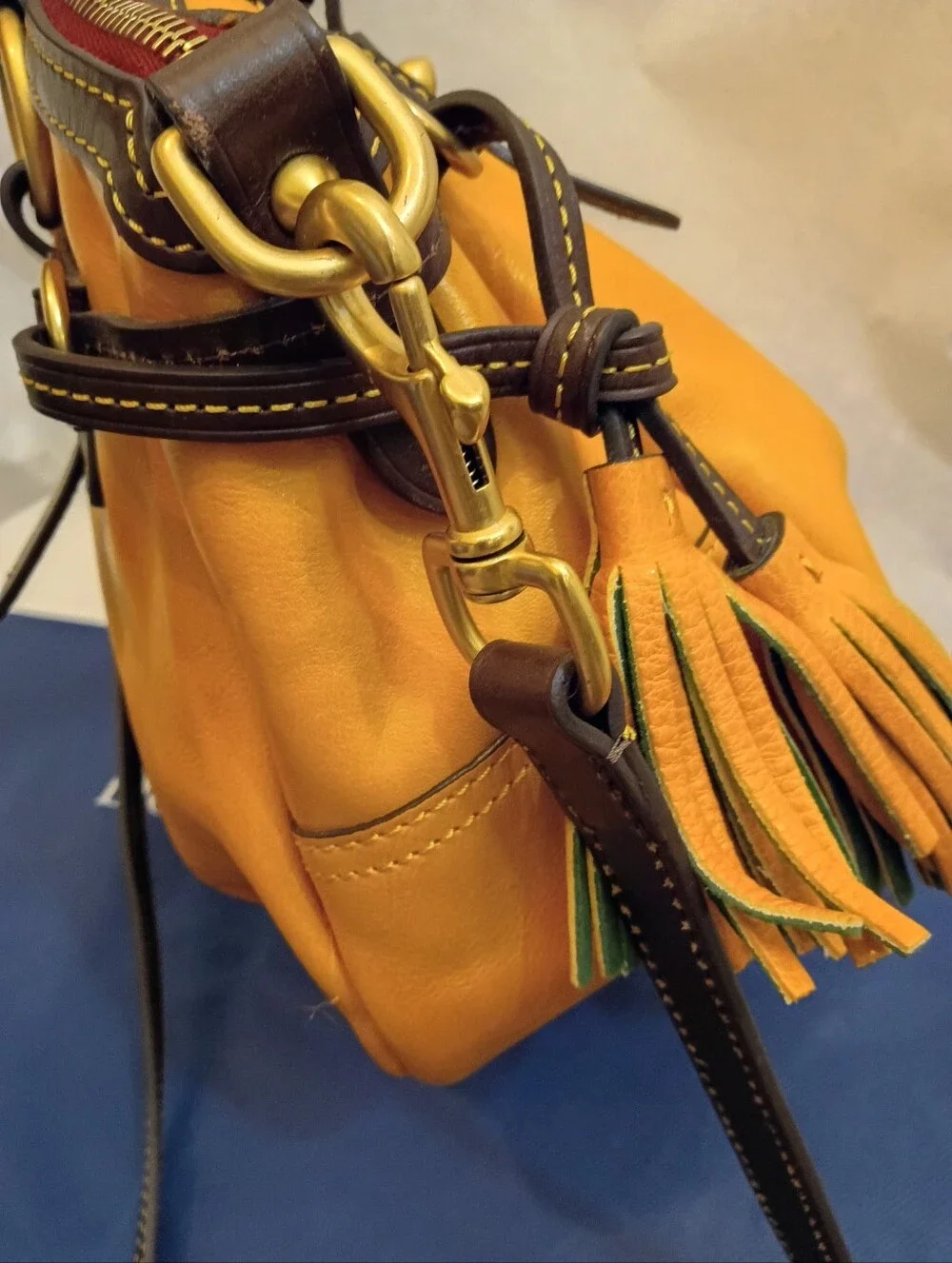 Dooney & Bourke Florentine Leather Satchel with Tassel - Picture 12 of 15